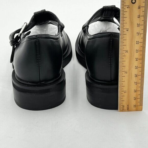 miss left Women Girls Sleek Low Heel Flats Cute Closed Round Toe T-Strap Buckle - Picture 4 of 5